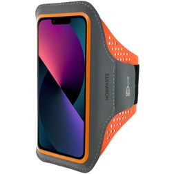 Mobiparts Comfort Fit Telefoonhouder Hardlopen iPhone 13 Mini Sport Hoesje Neopreen Sportarmband - Neon Orange