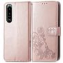 Mobigear clover Sony Xperia 5 IV Hoesje Bookcase Portemonnee - Roségoud