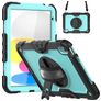 Mobigear SureGrip Xtreme iPad 10 (2022) Hoes Hard kunststof / Siliconen Backcover + Schouderband + Standaard - Zwart / Blauw