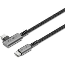 Cygnett Angled Braided USB-C naar USB-C Kabel 1 Meter - Zwart