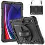 Mobigear SureGrip Xtreme Samsung Galaxy Tab S9 FE Hoes Hard Kunststof,Siliconen Backcover + Stylus Houder + Schouderband + Standaard - Zwart