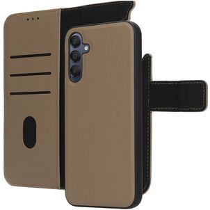 Mobiparts Samsung Galaxy A15 Hoesje Echt Leer Uitneembare 2in1 Bookcase Portemonnee - Taupe