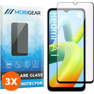 Mobigear Premium Xiaomi Redmi A1 4G Glazen Screenprotector - Case Friendly - Zwart (3-Pack)