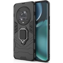 Mobigear Armor Ring HONOR Magic 4 Pro Hoesje Hardcase Backcover Shockproof met Ringhouder - Zwart