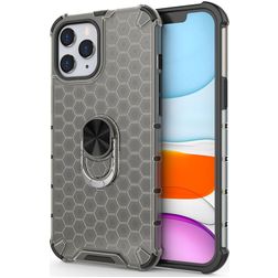 Mobigear Honeycomb Ring iPhone 12 Pro Max Hoesje Hardcase Backcover Shockproof met Ringhouder - Grijs