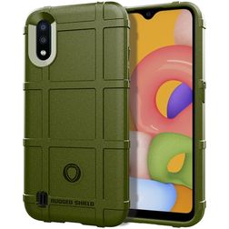 Mobigear Rugged Shield Samsung Galaxy A01 Hoesje Flexibel TPU Backcover Shockproof - Groen