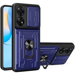 Mobigear Armor Ring Cam Slide OPPO Reno 8T 4G Hoesje Hardcase Backcover Shockproof met Ringhouder en Camera Slider - Marineblauw