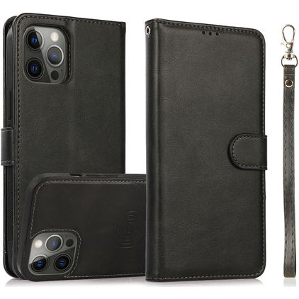 Mobigear Wallet iPhone 16 Pro Max Hoesje Uitneembare 2in1 Bookcase Portemonnee - Zwart