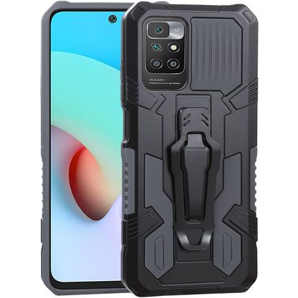 Mobigear Armor Stand Xiaomi Redmi 10 4G Hoesje Hardcase Backcover Shockproof met Standaard - Grijs