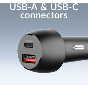 Mobilize Dual USB / USB-C Autolader Power Delivery 48W - Zwart