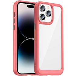 Mobigear Crystal iPhone 14 Pro Max Hoesje Hardcase Backcover - Transparant / Rood