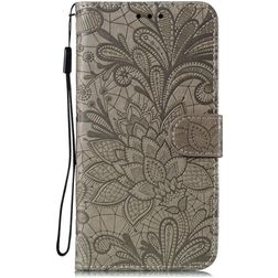 Mobigear Flowers Samsung Galaxy M51 Hoesje Bookcase Portemonnee - Grijs