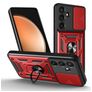 Mobigear Armor Ring Cam Slide Samsung Galaxy S25 FE Hoesje Hardcase Backcover Shockproof met Ringhouder en Camera Slider - Rood