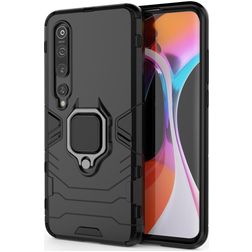 Mobigear Armor Ring Xiaomi Mi 10 Hoesje Hardcase Backcover Shockproof met Ringhouder - Zwart