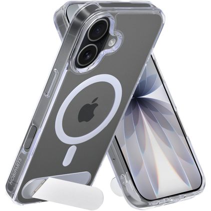 Mobiparts Hardcover Doorzichtig iPhone 17 MagSafe Hoesje Hardcase Backcover met Standaard - Transparant