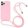 Mobigear Lanyard iPhone 16 Pro Siliconen Hoesje met koord - Roze