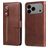 Mobigear Zipper iPhone 17 Pro Max Hoesje Bookcase Portemonnee - Bruin