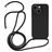 Mobigear Lanyard iPhone 15 Plus Siliconen Hoesje met koord - Zwart
