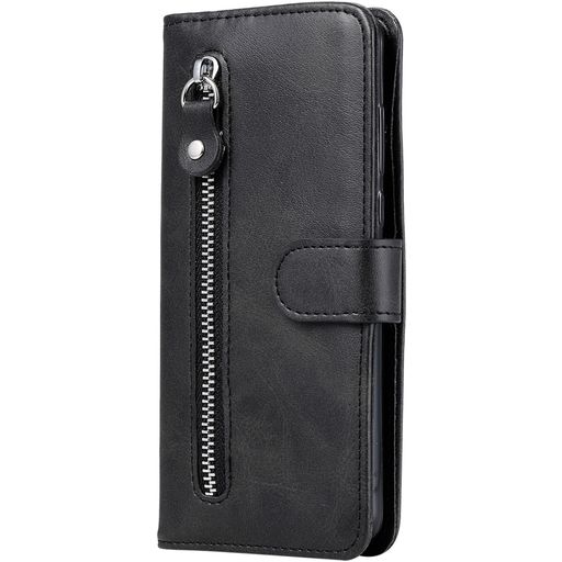 Mobigear Zipper Xiaomi Redmi Note 9 Hoesje Bookcase Portemonnee - Zwart