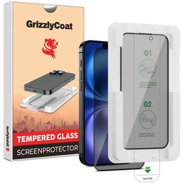 GrizzlyCoat AlignPro AntiSpy iPhone 16 Plus Glazen Screenprotector Privacy - Case Friendly + Installatie Frame