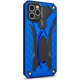 Mobigear Armor Stand iPhone 12 Pro Max Hoesje Hardcase Backcover Shockproof met Standaard - Zwart / Blauw