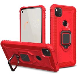Mobigear Armor Ring Google Pixel 4a Hoesje Hardcase Backcover Shockproof met Ringhouder - Rood