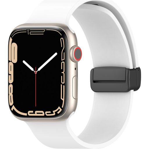 Mobigear Sport Mag Siliconen Apple Watch Bandje Magneetsluiting - 42/41/40/38 mm - Wit