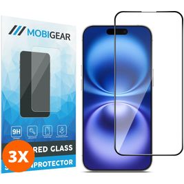 Mobigear Premium iPhone 16 Glazen Screenprotector - Case Friendly - Zwart (3-Pack)