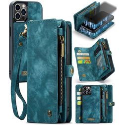 CaseMe 008 iPhone 12 Pro Max Hoesje Uitneembare 2in1 Bookcase Portemonnee - Blauw
