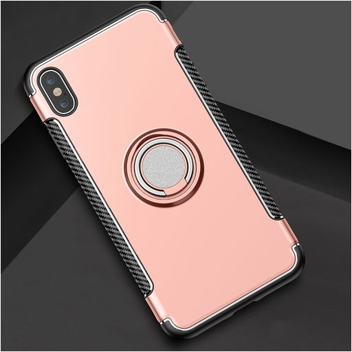 Mobigear Armor Ring iPhone XS Max Hoesje Hardcase Backcover Shockproof met Ringhouder - Roségoud
