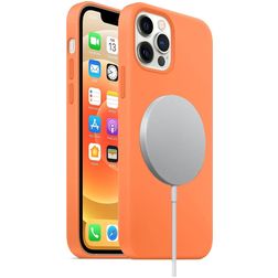 Mobigear Rubber Touch iPhone 12 Siliconen MagSafe Hoesje Backcover - Oranje