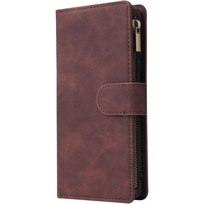 Mobigear Zipper Samsung Galaxy S10 Lite Hoesje Bookcase Portemonnee - Bruin
