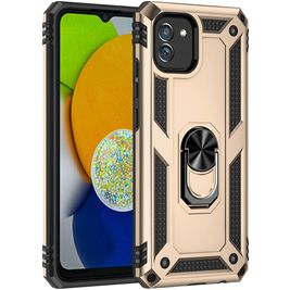 Mobigear Armor Ring Samsung Galaxy A03 Hoesje Hardcase Backcover Shockproof met Ringhouder - Goud