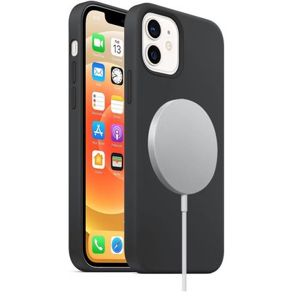 Mobigear Rubber Touch iPhone 12 Mini Siliconen MagSafe Hoesje Backcover - Zwart