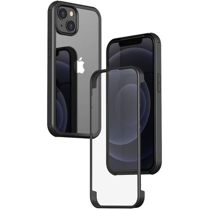 Valenta Full Cover iPhone 15 Plus Hoesje Gehard Glas Backcover Shockproof - Transparant / Zwart