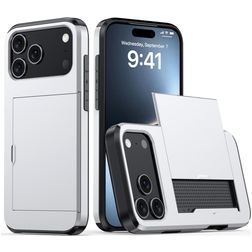 Mobigear Card iPhone 18 Pro Max Hoesje Hardcase Backcover Shockproof met Pasjeshouder - Zilver