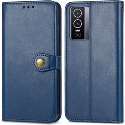Mobigear Snap Button Vivo Y76 Hoesje Bookcase Portemonnee - Blauw