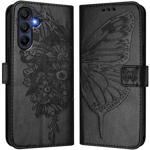 Mobigear Flowers Samsung Galaxy A17 Hoesje Bookcase Portemonnee - Zwart