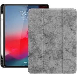 Mobigear Tri-Fold Marble iPad Pro 12.9 Inch (2018) Hoes Bookcase + Stylus Houder - Grijs Mobigear Tri-Fold Marble iPad Pro 12.9 Inch (2018) Hoes Bookcase + Stylus Houder - Grijs