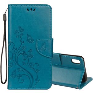 Mobigear Flowers iPhone XR Hoesje Bookcase Portemonnee - Turquoise