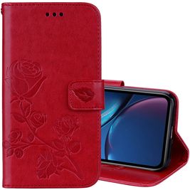 Mobigear Roses iPhone XR Hoesje Bookcase Portemonnee - Rood