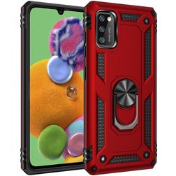 Mobigear Armor Ring Samsung Galaxy A41 Hoesje Hardcase Backcover Shockproof met Ringhouder - Rood