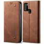 Mobigear Denim Slim Samsung Galaxy A21s Hoesje Bookcase Portemonnee - Bruin