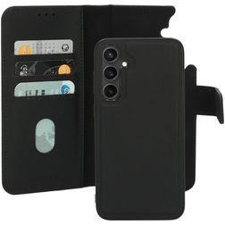 Mobiparts Samsung Galaxy S23 FE Hoesje Echt Leer Uitneembare 2in1 Bookcase Portemonnee - Zwart