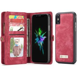 Caseme 008 iPhone X Hoesje Uitneembare 2in1 Bookcase Portemonnee - Rood