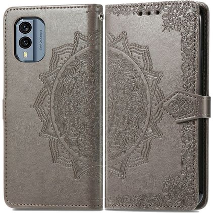 Mobigear Mandala Nokia X30 Hoesje Bookcase Portemonnee - Grijs