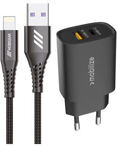 Mobigear Essentials Single USB-C Oplader Apple Lightning 1 Meter Power Delivery 25W - Zwart