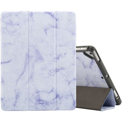 Mobigear Tri-Fold Marble iPad 6 (2018) Hoes Bookcase + Stylus Houder - Paars