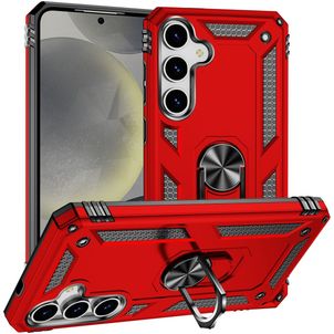 Mobigear Armor ring Samsung Galaxy S25 Hoesje Hardcase Backcover Shockproof met Ringhouder - Rood