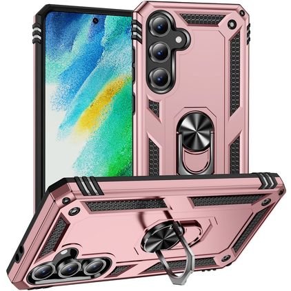 Mobigear Armor ring Samsung Galaxy S24 FE Hoesje Hardcase Backcover Shockproof met Ringhouder - Roségoud